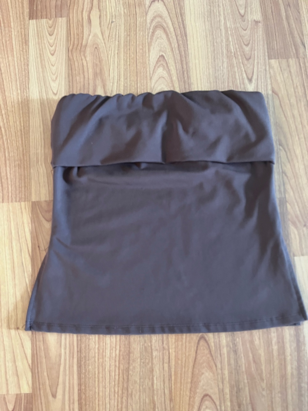 Strapless Fold-Over Brown Tube Top
